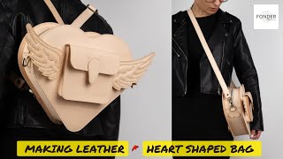 How to Make Heart Shaped Leather Bag, Backpack / Leather Craft