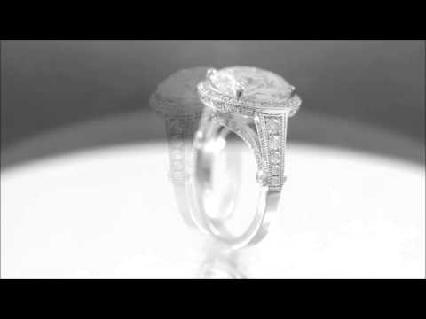 18k White Gold Round Diamond Engagement Ring Antique Deco 5.00ctw H-VS2 EGL USA - KNR INC - 1001