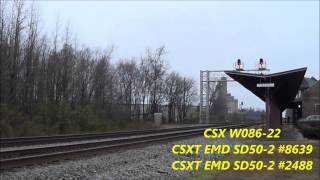 preview picture of video 'A Few Trains In Selma NC With a CSX SD50-2 Leader 12/22/2014'