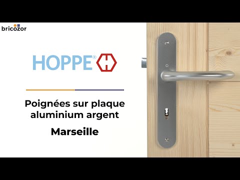 Poignée de porte sur plaques - aluminium argent - Marseille HOPPE
