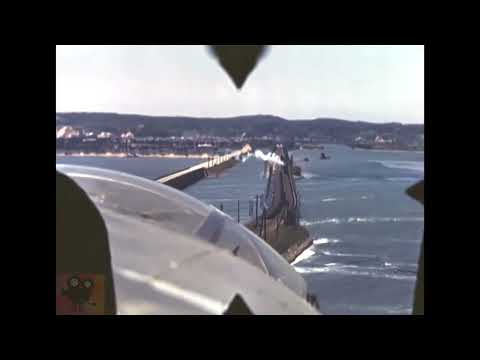 Gun Camera in 4K COLOR - PBM flying boat strafes train and ships on the pacific [WWII DOCUMENTARY]