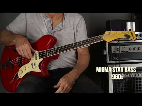 Migma Star Bass 1960s - Red semi Hollow VG cond w video image 16