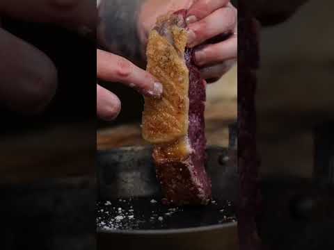 Sanduíche de bife no forno a lenha com chalotas carbonizadas com manteiga de missô, maionese trufada e agrião.