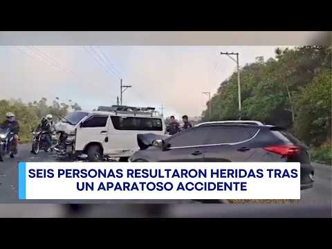 Seis heridos tras fuerte accidente entre microbús y camioneta en ruta Interamericana