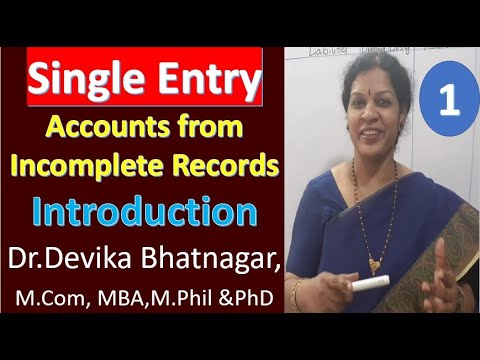 1 Single Entry Accounts from Incomplete Records Introduction