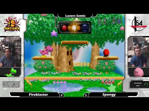 Smash 64:  Fireblaster (Yoshi) V Spongy (Kirby) - Shattered 120 Tournament SSB64