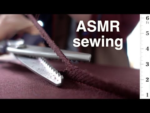 ASMR sewing coat: fabrics cutting, hand stitching, pinning and check drawing ✂️🧵 (no talking)