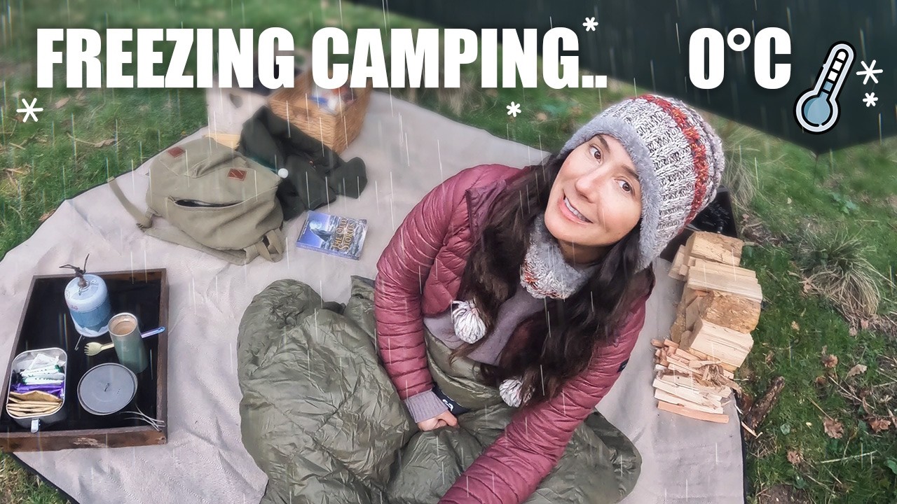 Freezing Small Tarp Camping with Rain & Stars • The Last of Winter