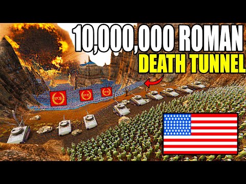 Modern US ARMY Death Tunnel VS 10,000,000 ROMAN ARMY Invasion! - UEBS 2: Modern Army Mod
