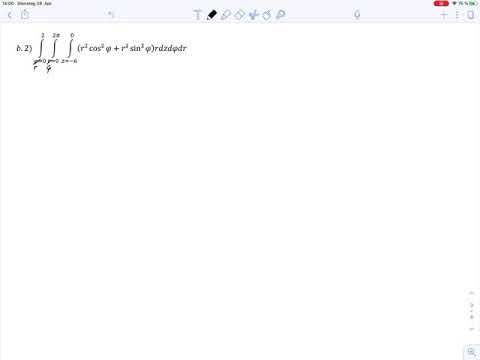 Übungsblatt9 Aufgabe b2 – Dreifachintegral in Zylinderkoordinaten