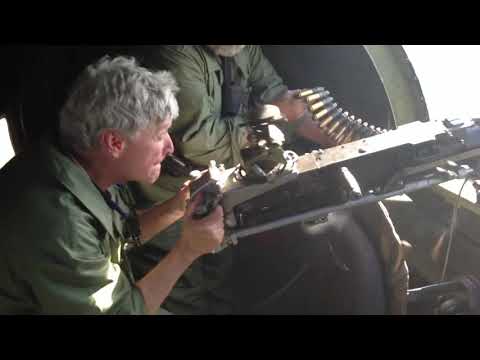 Firing the 50 out of the B-17 waist gunner position
