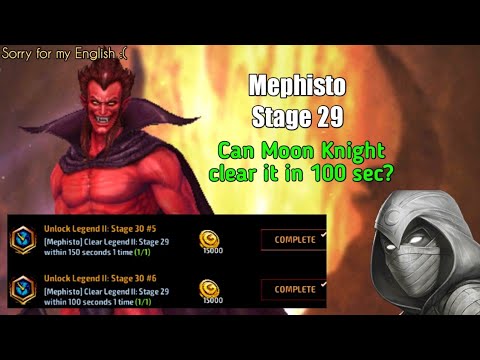Mephisto Stage 29 100 Sec challenge and Squad Battle with Moon Knight | Marvel Future Fight
