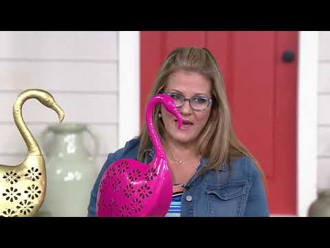 Metal Die Cut Design Flamingo Garden Statue by Evergreen on QVC