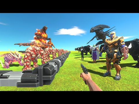 FPS Avatar Rescues Lava Team And Fight Ailen Team - Animal Revolt Battle Simulator