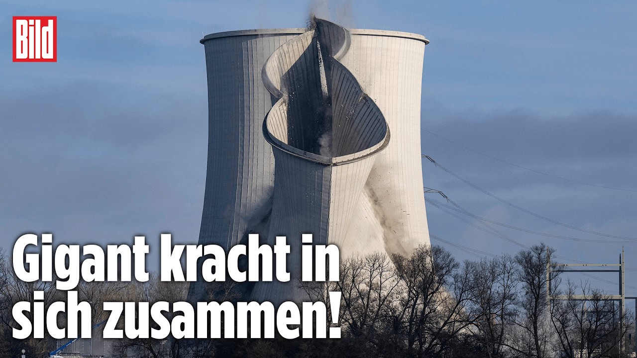 DRITTER KÜHLTURM GEFALLEN: AKW Biblis schrumpft weiter – Sprengung in Südhessen