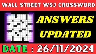 Wall Street WSJ Crossword Clue Answers for Nov 26 2024 | Solved