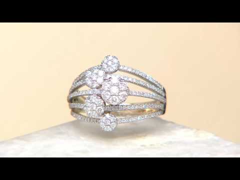 Multi-row Cluster Diamond Ring, 14K, 3/4 cttw, by Affinity on QVC