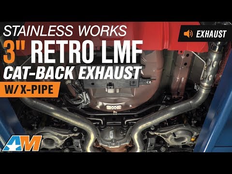 2015-2017 Mustang (GT) Stainless Works 3" Retro LMF Cat-Back Exhaust w/ X-Pipe Sound Clip & Install