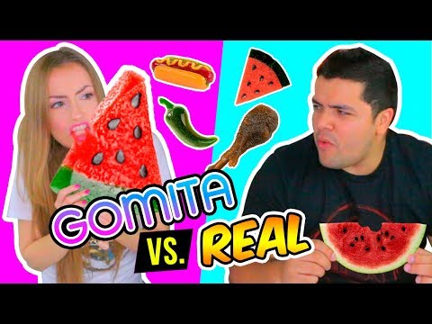 GOMITA GIGANTE vs COMIDA REAL 🍉🍭 ¡EXTREMO! | GIANT GUMMY vs REAL | Katie Angel