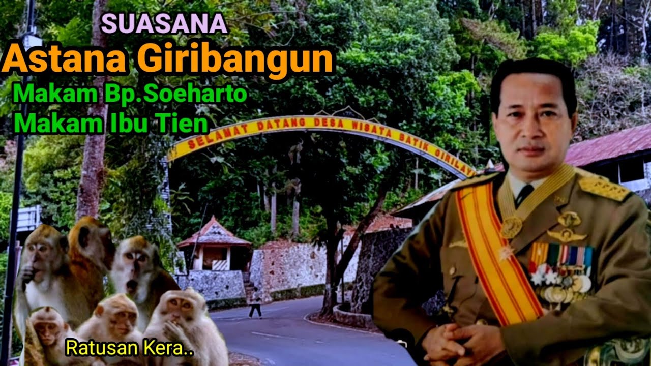 Suasana Astana Giri bangun dan Ratusan Monyet liar seputaran area Makam Bapak Soeharto dan Ibu Tien.