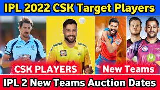 IPL 2022 CSK Target Players | IPL 2021 Two New Teams Auction | Suryakumar Yadav in RCB