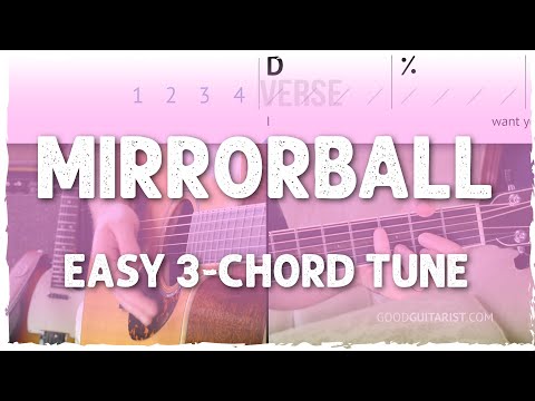 Łatwe utwory gitarowe dla początkujących „Mirrorball” Taylor Swift | 3 akordy i tekst + brzdąkanie