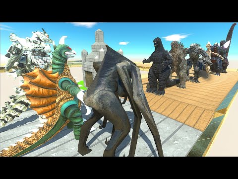 Muto Female and Gigan and Mechagodzilla Kiryu vs Godzilla Death Run - Animal Revolt Battle Simulator
