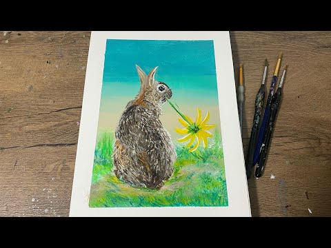how to paint a Hare/ rabbit - Acrylic painting.