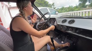 Trouble starting the Fiat to run errands at the grocery store | Jarlyn cranking pedal pumping