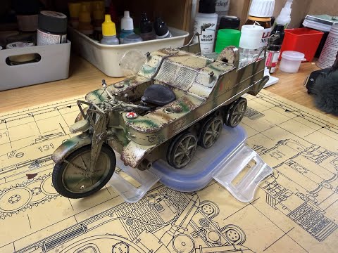 freedom model kit 1/16 sd.kfz.2 kettenkraftrad  part 4 painting decals and chipping