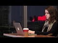 9 Girl Working On Computer At Night Stock Office Video