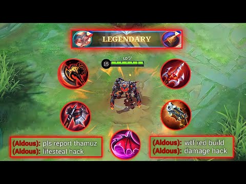 TOP GLOBAL THAMUZ + RED BUILD = DAMAGE AND 100% LIFESTEAL HACKKKKKKK!! | MLBB