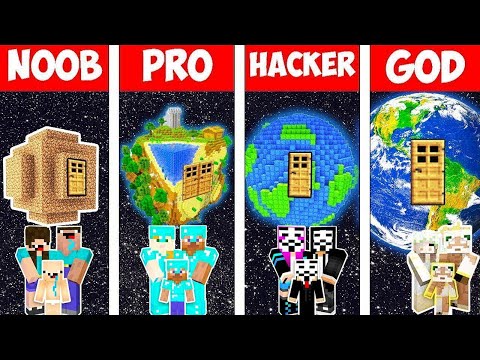 Minecraft: FAMILY PLANET HOUSE BUILD CHALLENGE CHALLENGE - NOOB vs PRO vs HACKER vs GOD in Minecraft