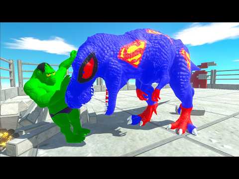 Epic HULK GORO vs T-REX SUPERMAN OASIS DEATH RUN - Animal Revolt Battle Simulator