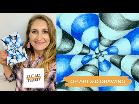 Part of a video titled Op Art 3-D Drawing | Optical Illusion Art Lesson - YouTube