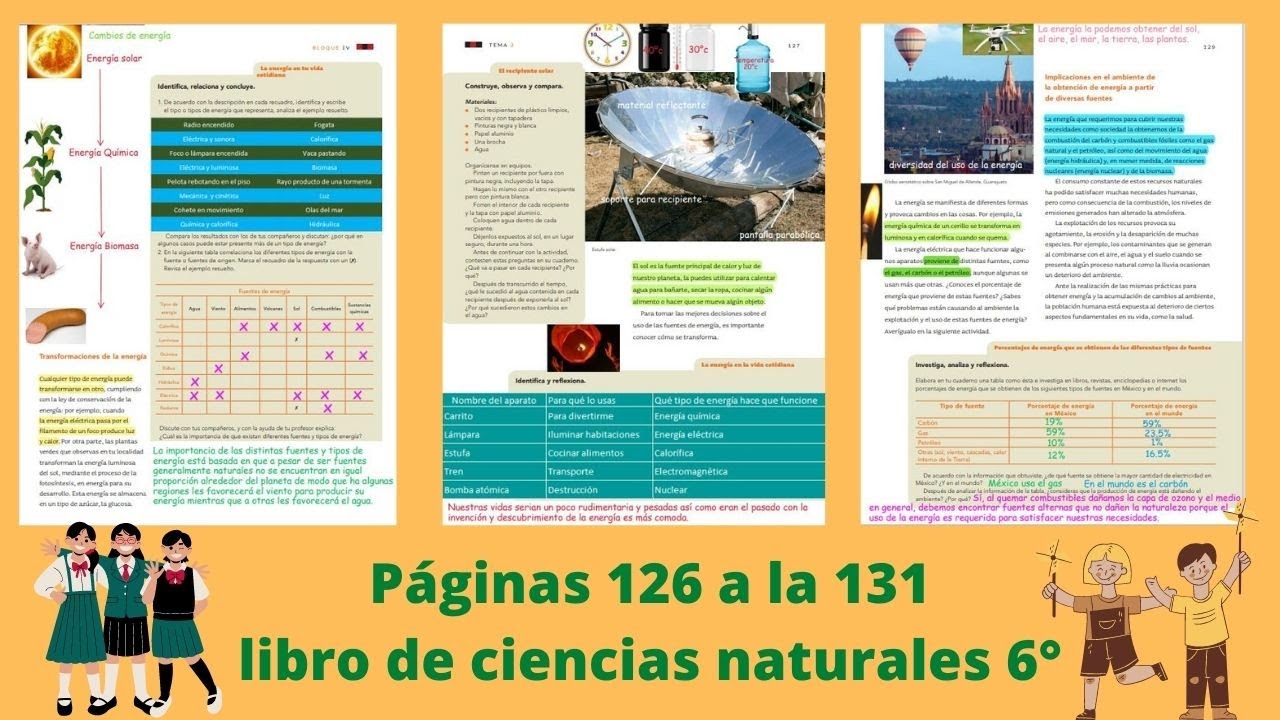 Páginas 126 a la 131 libro de ciencias naturales 6 grado