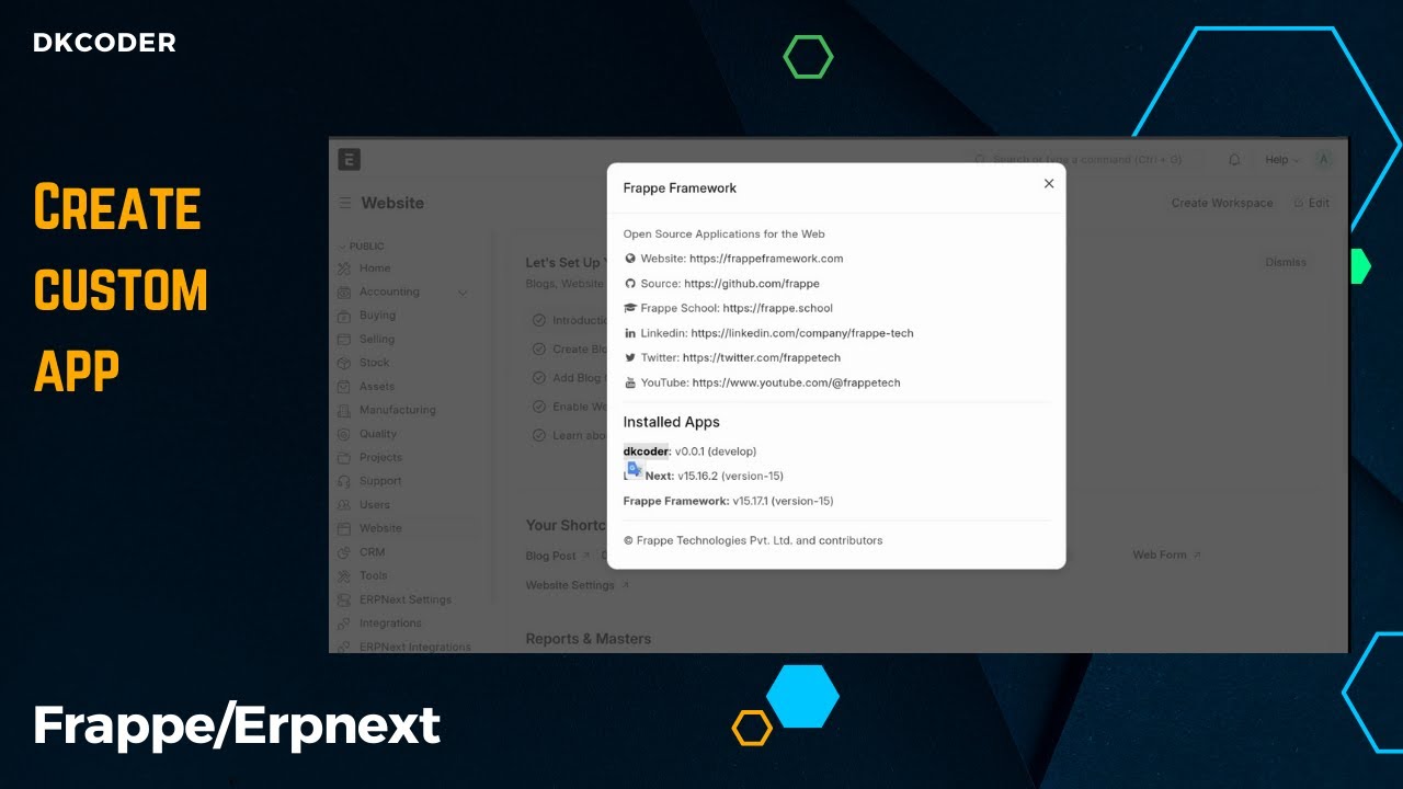 create custom app using frappe/erpnext || custom app #frappe #erpnext #dkcoder