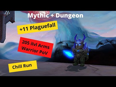 Plaguefall +11 (3.1K DPS) 205 ilvl Arms Warrior Mythic+ Dungeon Shadowlands WoW 9.0.2