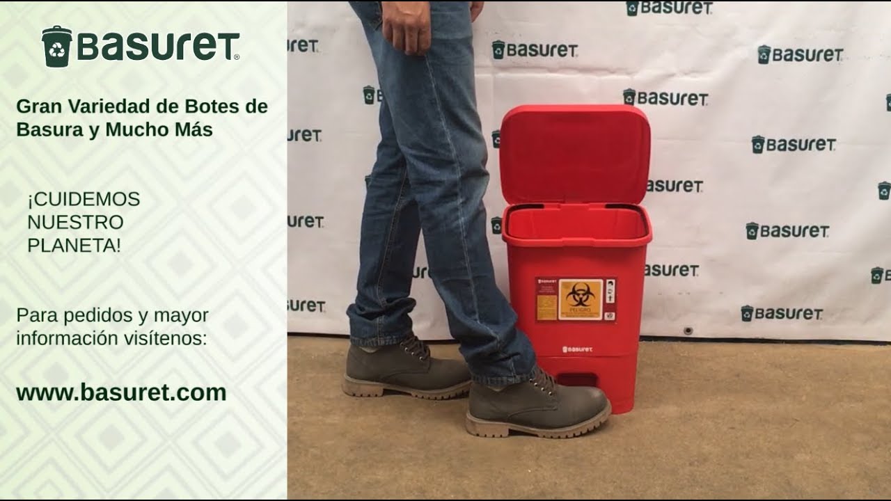 Basuret Botes de Basura Bote de Pedal 17 Litros Rojo RPBI