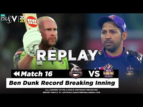 Ben Dunk 93 Runs With 10 Sixes | Lahore Qalandars vs Quetta Gladiators | Match 16 | HBL PSL 2020