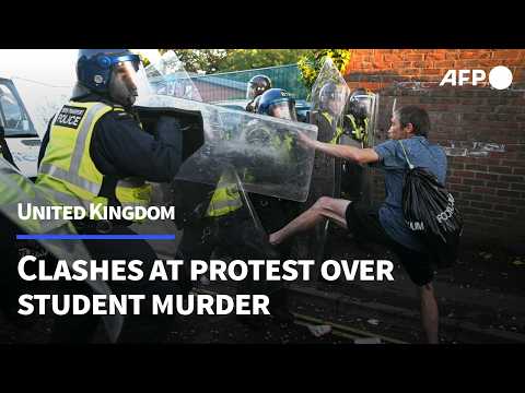 Video Thumbnail: Protesters and police clash at UK rally over student murder | AFP