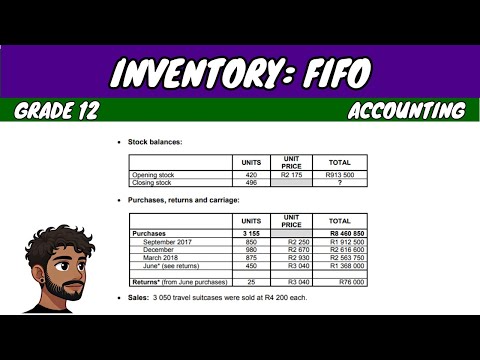 Inventory: FIFO: (Grade 12 Accounting)