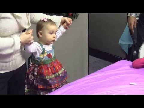 Singing Happy Birthday to Joanna on her 1st birthday - cake and candle