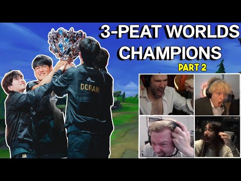 "The Greatest Team of All Time" Streamers React to Worlds 25 Finals | PART 2 T1 vs KT Highlights