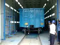 Rail wagon coming out of paint booth-Prism surface coatings