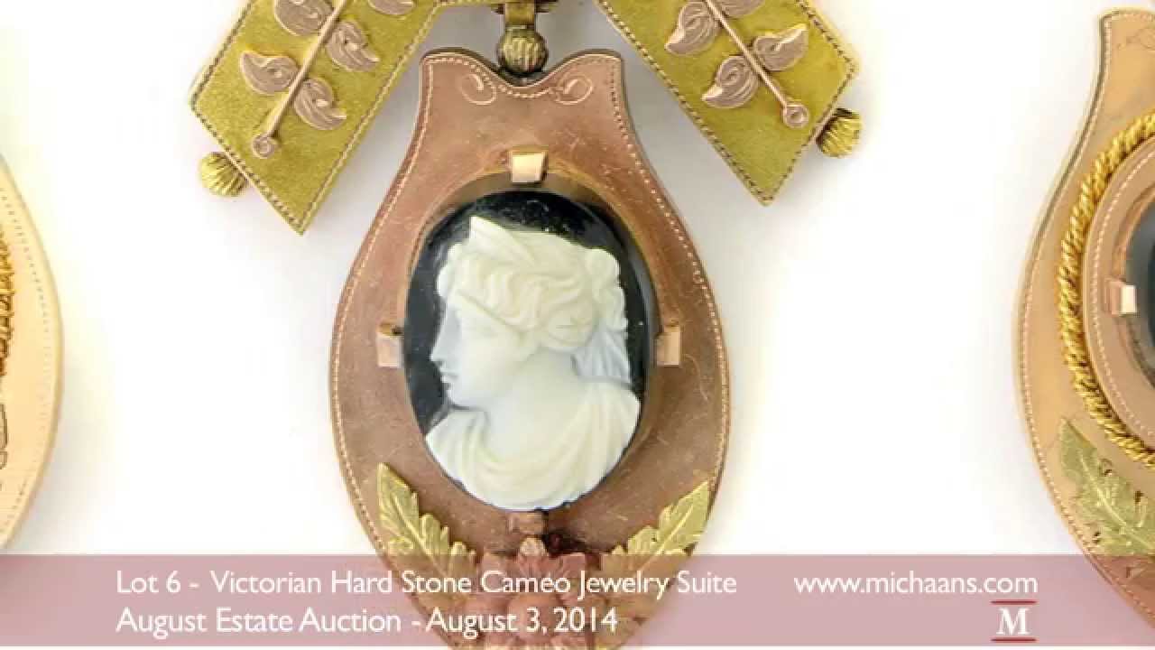 Victorian Hard Stone Cameo Jewelry Suite