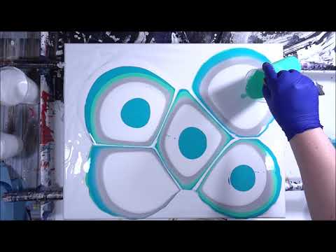 Fluid Art Puddle Pour (289) Acrylic Pour Blue & Green