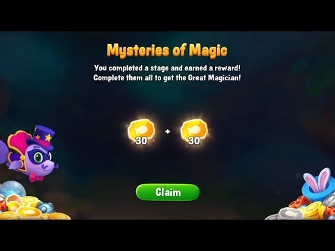 Fishdom Mysteries of Magic. Win Strikes Level 4428 - 4434. Got Rewards: 30 + 30 Gold Coupons