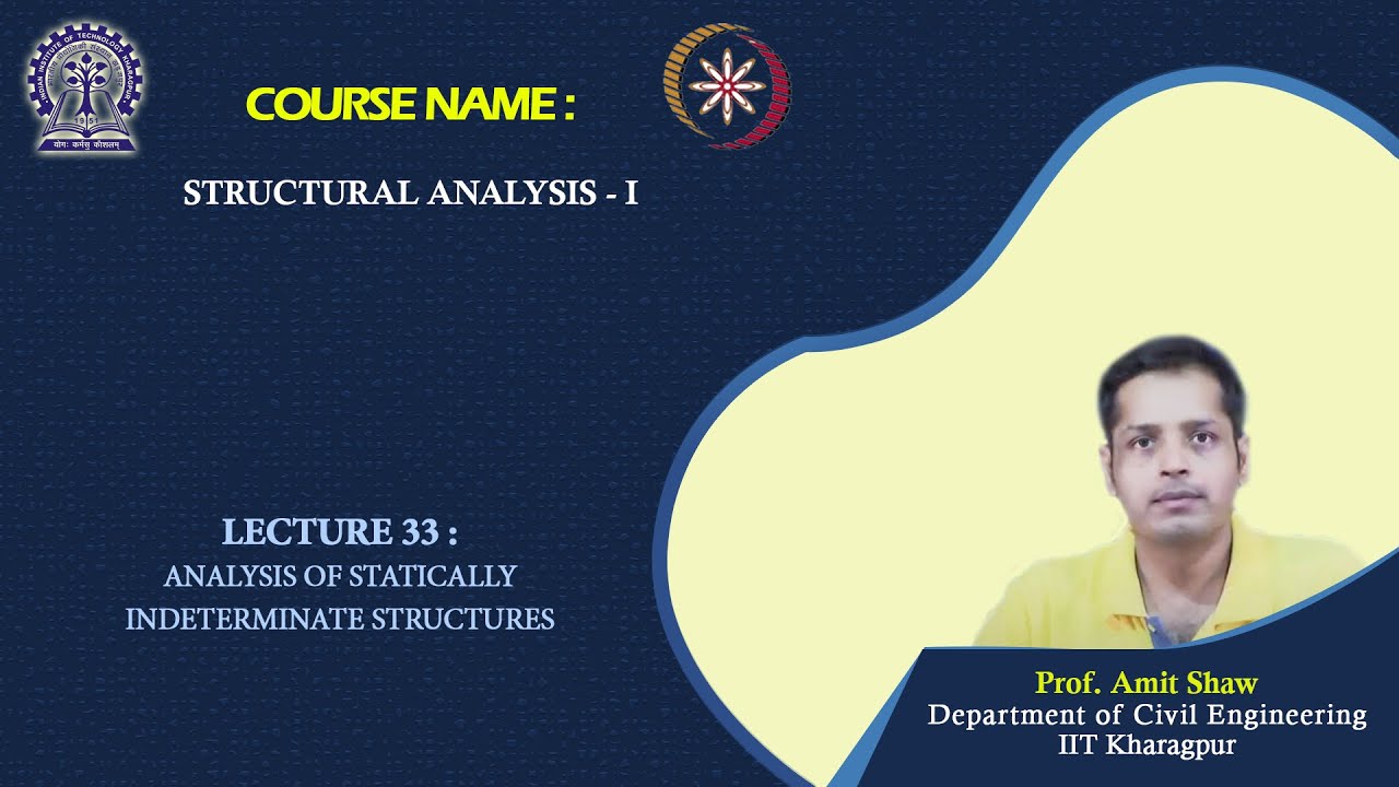 Lecture 33 : Analysis of Statically Indeterminate Structures