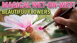 Paint with me / Beautiful Magnolia Flower Watercolor Tutorial